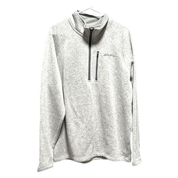 Eddie Bauer Men's Soft And Warm Grey Pull - Over 1/4 Zip-Up Sweater - Picture 1 of 6